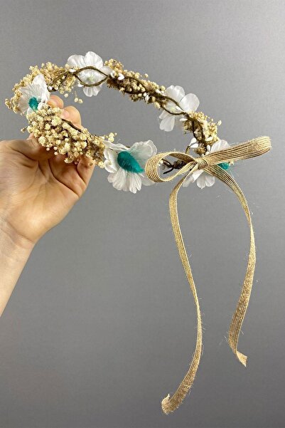 ESPEREST Coroana de mireasă pentru fotografii în aer liber, verde apă, cu ram...