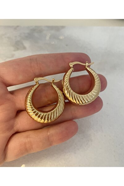 emy by emel luxury silver jewelry Çelik Midye Halka Küpe Altın Kaplama