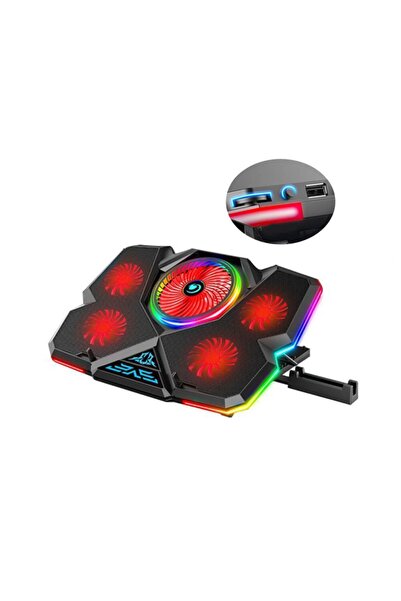 WOZLO Gaming Notebook Soğutucu Kırmızı Led Telefon Tutuculu 5 Fanlı Rgb Işıkl...