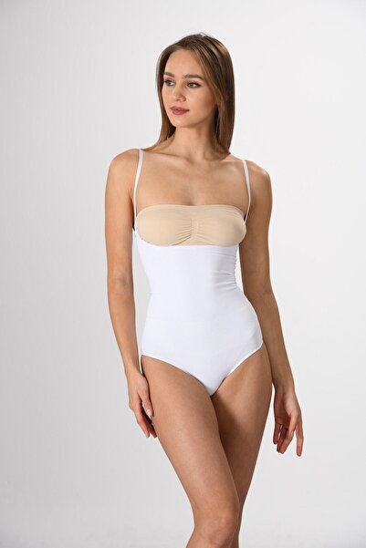 Miss Fit 17332 Women's White Seamless Thin Strap Underbust Snap Body Knitted Size 1 Slimming Corset