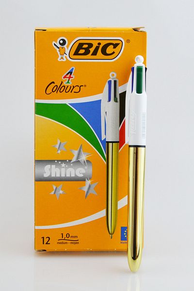 Bic قلم حبر جاف متعدد الألوان ذو 4 ألوان ذهبية لامعة - قطعة واحدة
