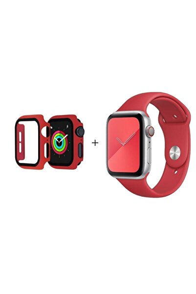 Dolia For Apple Watch Se 1.2.3.4.5.6 Nesil 44 Mm M/l Beden Kırmızı Silikon Ko...