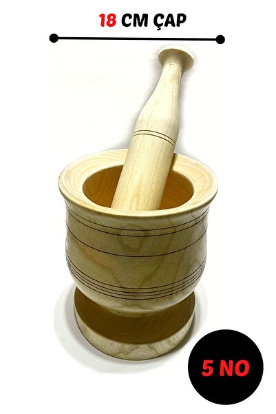 Kitchen Mania 18 Cm Ahşap Havan-sarımsak Ezici-dibek-5 No