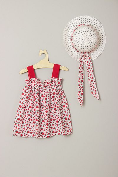 ADABEBEK New Season - Strawberry Dress with Ribbons and Bow