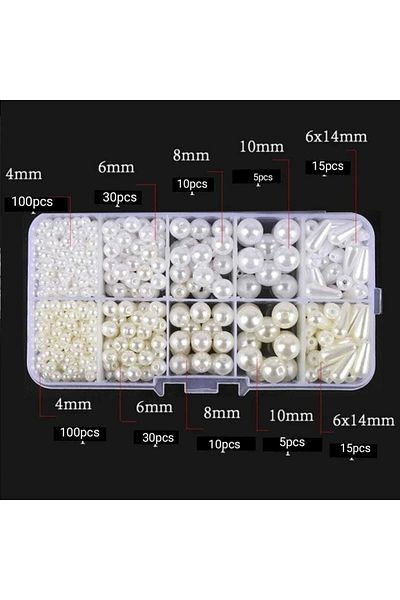 yiğit aksesuar 320 Pieces Pearl Set White And Cream Bracelet Necklace Jewelry Making Supplies