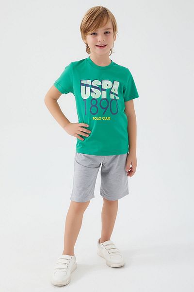 U.S. Polo Assn. Palm Leaf Detail Pine Green Boy Bermuda Suit