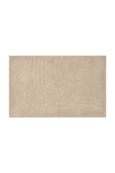 Bluenity Diamond Circle Natural Cotton 2-Piece Bath Mat Set 60X100 50X60 cm - Beige