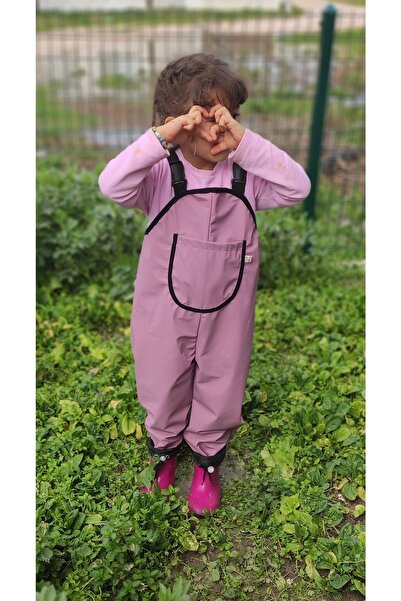 Novy Baby Su Geçirmez Kumaş - Oyun Ve Yağmur Tulumu - Salopet - 2-9 Yaş - Pudra