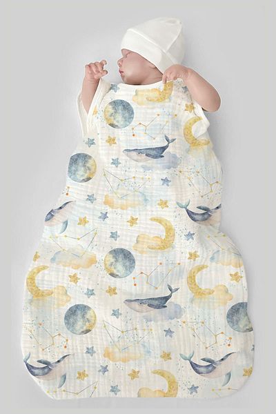 Tuğba Kuğu 4 Layers Muslin Baby Sleeping Bag (0-18 MONTHS) - Whale in the Sky