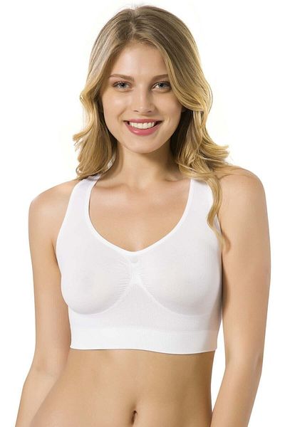 Emay Γυναικείο λευκό σουτιέν Bustier Sportsman χωρίς ραφές