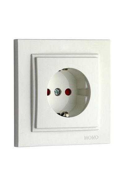 MONO 500- 000121 -119 Despina White Child Proof Grounded Socket - Frameless