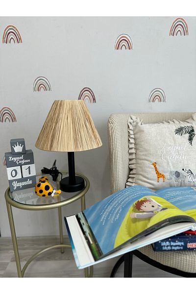Maison Avf Black Metal Leg - Bohemian Wicker Raffia Lampshade (Skandinav, Modern, Rattan, Lighting)