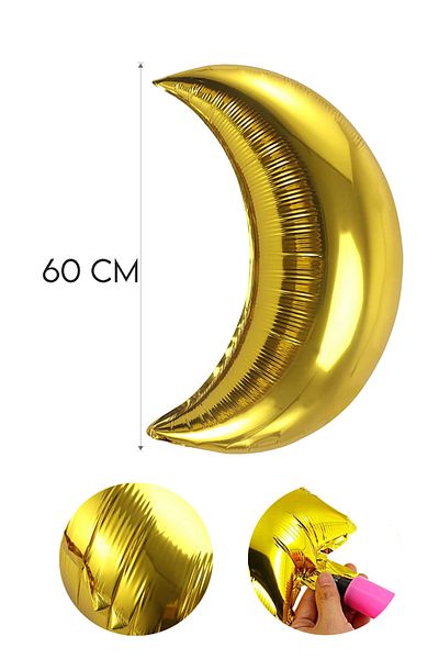 Parti dolabı 1 Piece Gold Moon Foil Balloon Gold Color Large Metallic Moon Crescent Foil Balloon 60 Cm
