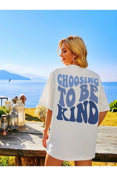 Keywest Λευκό μπλουζάκι Unisex με στάμπα Oversize - Επιλέξτε να είστε ευγενικοί
