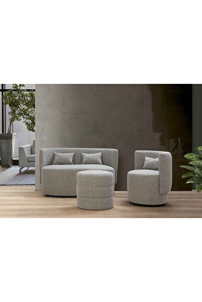 hoom concept Relax Teddy Antrasit 2'li Koltuk + Berjer + Puf Seti
