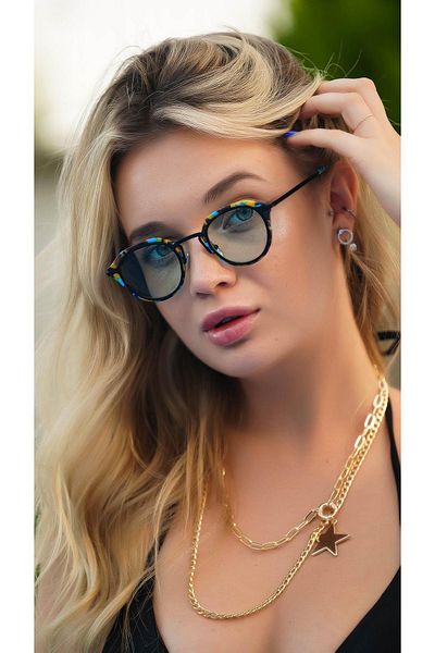TomyHelf Women's Sunglasses Oval Colorful Frame Mint Green Glass