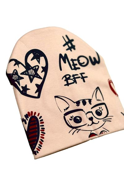 Cramer Double Layer Combed Cotton Interlock Baby Kids Beanie (Pedantic Cat)