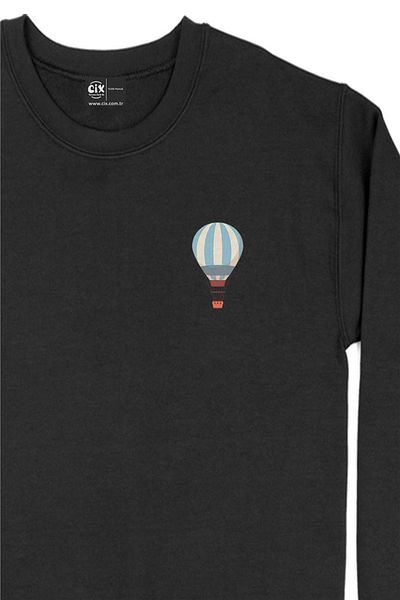 Cix Hanorac imprimat cu design de buzunar cu balon zburător albastru