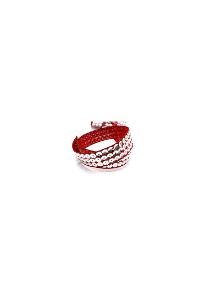 Turgut Brode Ribbon Silver Sequin Red