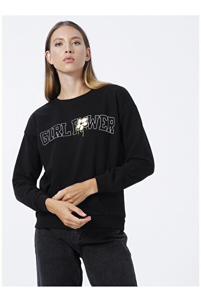 Fashion Friends Printed Black Women's Sweatshirt 22k0573k1