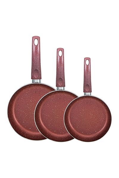 blueline Set of 3 Granite Pans - Fireproof and Nonstick