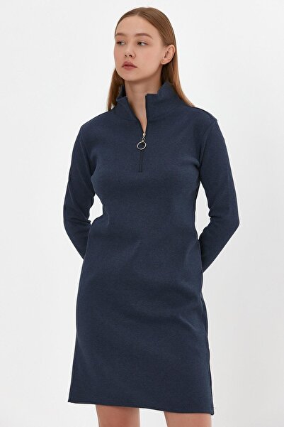 ALEXANDERGARDI Dik Yaka Fermuarlı Tunik Elbise (b22-21501)