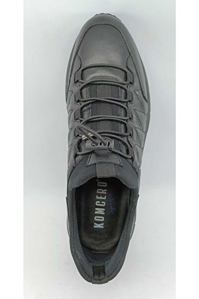 KOMCERO Siyah Hakiki Deri Iç Ve Dış Yüzey Kauçuk Taban Erkek Yürüyüş Ayakkabı