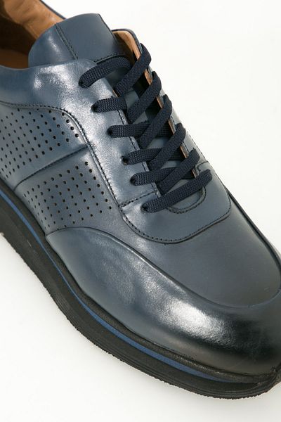 GERARDO AYAKKABI Men's Navy Blue Genuine Leather Sports Shoes