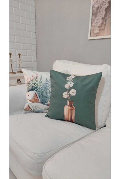 Dekoratif Desen Baskılı Yastık Kırlent Kılıfı 2'li Set Pillow