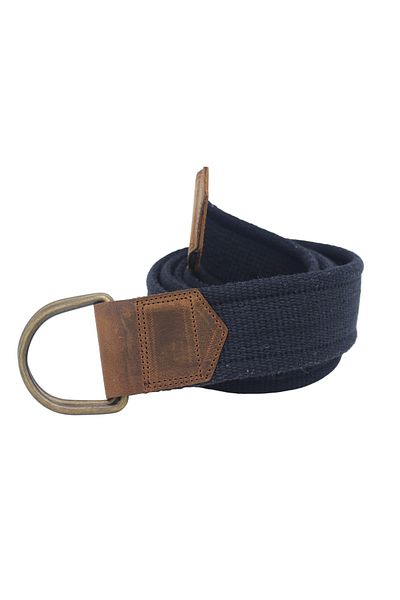Anatolia Unisex 3-Piece Leather Detailed Navy Blue Beige-cream Black Double D Ring Woven Tactical Sports Canvas Cloth Belt
