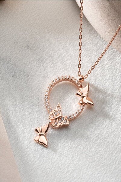 Silvano Jewelry 925 Ayar Gümüş Kelebekli Halka Kolye