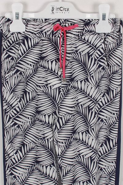 incity Girl's Leaf Patterned Navy Blue Trousers