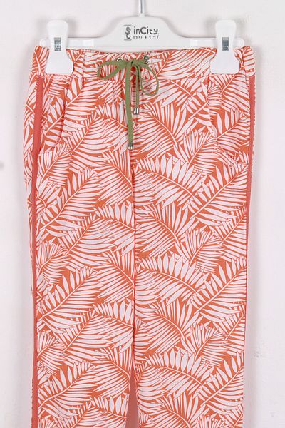 incity Girl's Leaf Patterned Orange Trousers