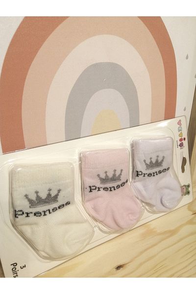 YETİŞ Newborn Princess Written 3-Piece Socks