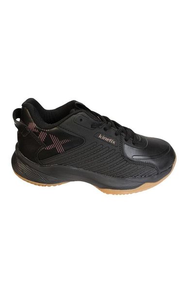 Kinetix Men's Black Leather Rubber Non-Slip Sole Lace-Up Basketball Shoes