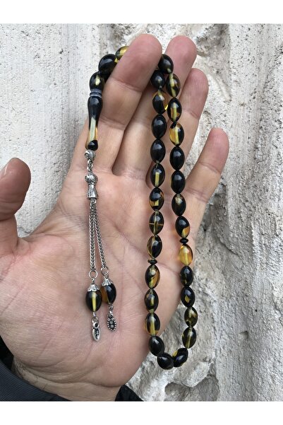 Sahra Gümüş Siyah Sarı Toz Kehribar Tesbih