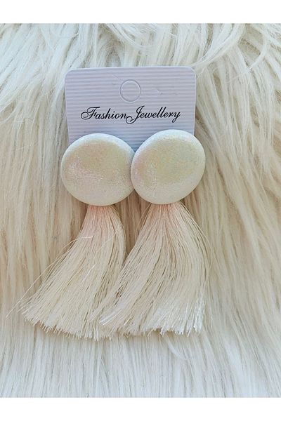 ÇELİKSİLVERTAKI Glittery Button Tassel Earrings