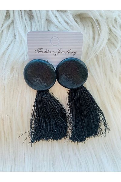 ÇELİKSİLVERTAKI Glittery Button Tassel Earrings