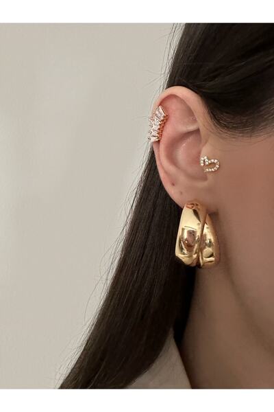 Okko Store Çapraz Büyük Halka Model 2'li Küpe