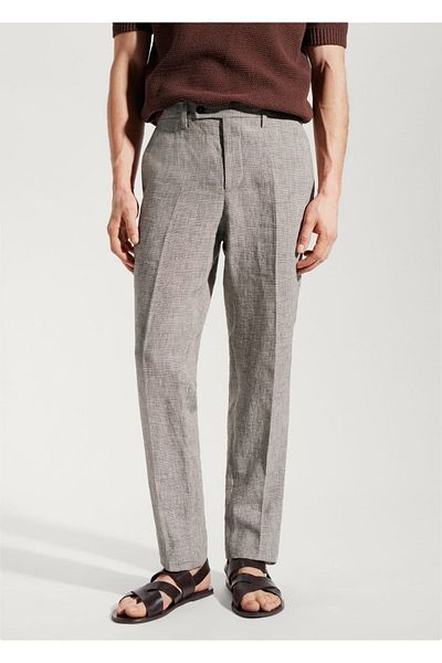 MANGO Man 100% Linen Trousers