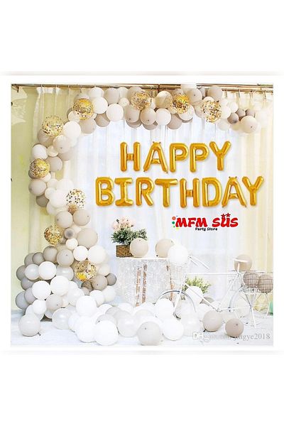 MFM Party Happy Birthday Gold Chain Balloon Set
