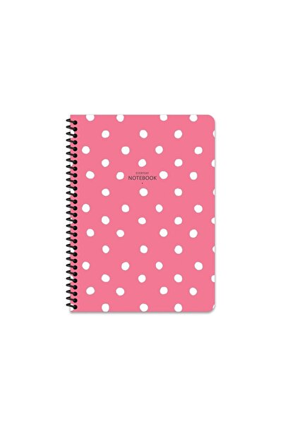 KESKİN COLOR 16x22 Cm Puantiye Desen Telli Defter Çizgisiz Telli Beyaz 80 Say...