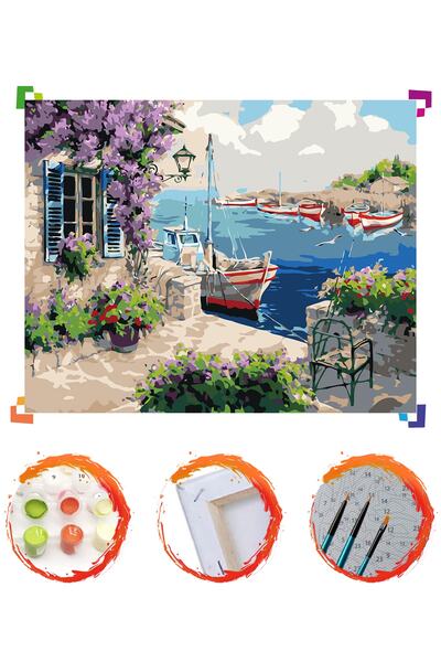 PlusHobby Plus Hobby Kayıkçı Limanı Sayılarla Boyama Seti 40x50cm Tuval