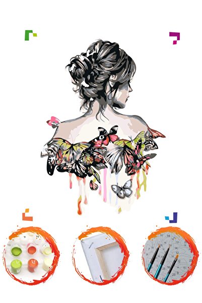 PlusHobby Plus Hobby Sb89 - Kelebek Sayılarla Boyama Seti 40x50cm Tuval