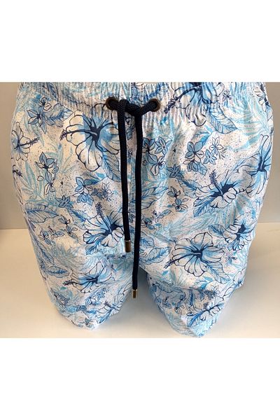 Nordbron Arıcı Store Elegant Leaf -blue Men's Swim Shorts