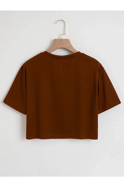 Mad&Calf Γυναικείο μπλουζάκι Plain Crew Neck Oversize Crop