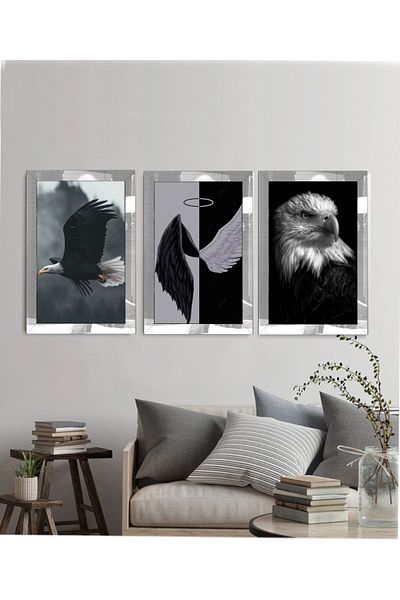 YOKTAYOK Pictură Vultur cu cadru din plexiglas 3 piese