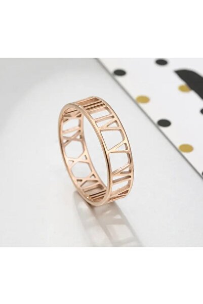 DESİGNEDBYD Women's 316L Stainless Steel Luxury Brand Roman Numeral Ring