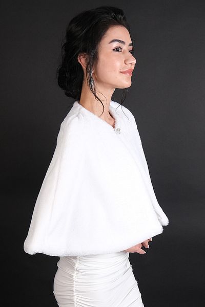 Hayalperest boncuk White Etol Bridal Bolero Bridal Fur with Brooch