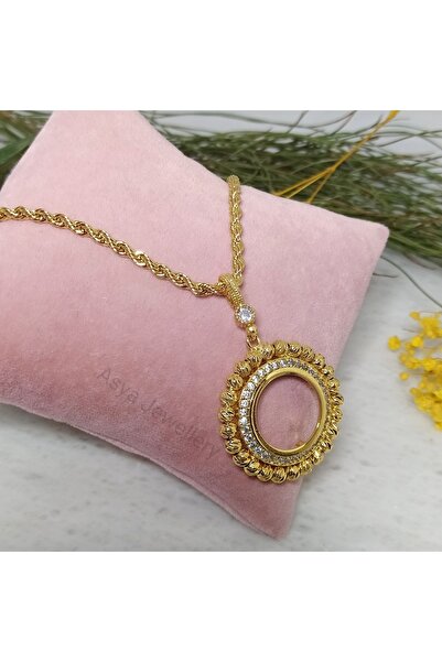 Asya Jewellery Kuyumcu Üretimi 22 Ayar Altın Kaplama Içi Boş Çeyreklik Kolye